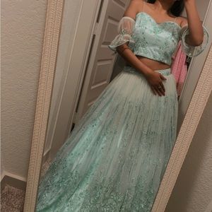 Off shoulder/spaghetti sleeves Indian/Nepali modern  lehenga choli